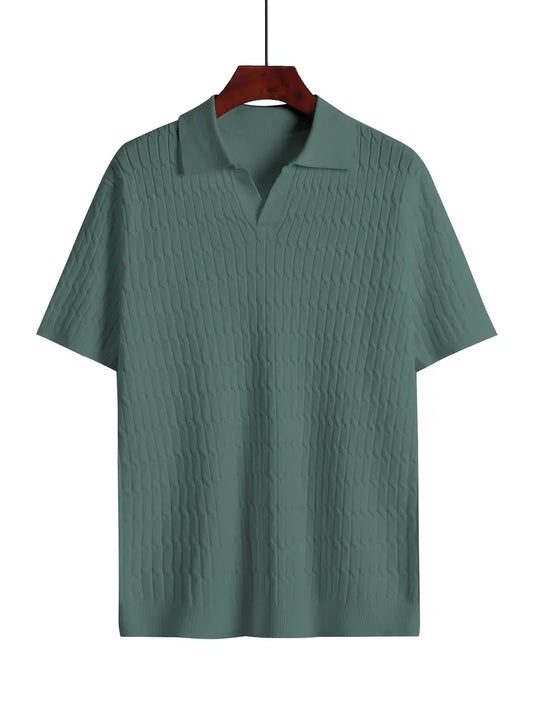 PERIZANNI SOLID LAPEL T SHIRT